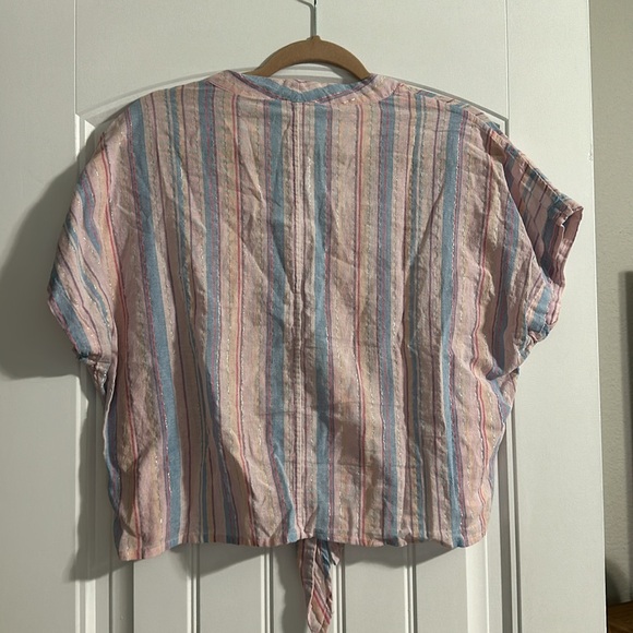 Striped Blouse with Front Tie - Picture 8 of 8
